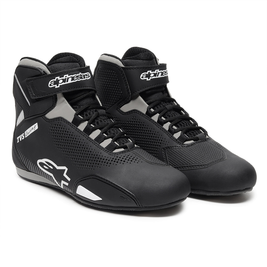 TVS Racing x Alpinestars Riding Shoes for Men, Lightweight Microfiber Upper, Speed Lace Closure, Ankle Protection, Airflow Vents and Road Riding Comfort